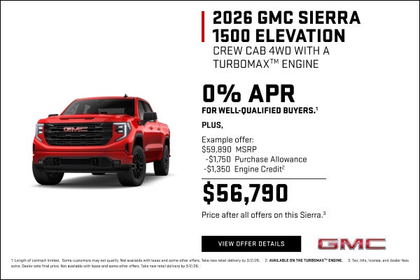 0% APR for well-qualified buyers.1

Plus, 

Example offer: 
$59,890 MSRP
$1,750 Purchase Allowanc...